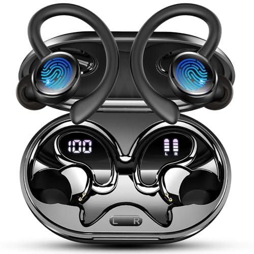 Cuffie Bluetooth Sport, Auricolari Bluetooth 5.4 HiFi Stereo, 50 Ore Cuffie Wireless con Cancellazione Rumore Mic, Ricarica Rapida USB-C, Cuffiette Bluetooth IP7 Impermeabil Running Palestra Correre