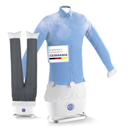 CLEANmaxx Ferro da stiro automatico per camicie PRO STEAM + accessorio per pantaloni | Funzione vapore, display a sfioramento | Per camicie e camicette | Disinfetta, leviga, rinfresca
