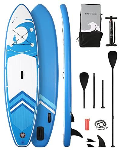 BODIOO Sup Gonfiabile Tavole da Surf Stand Up Paddle Board 305 * 81 * 15 cm di Spessore con Accessori SUP e Borsa per il Trasporto e Pompaggio Rapido per Adulti e Giovani per Paddling Surf Yoga