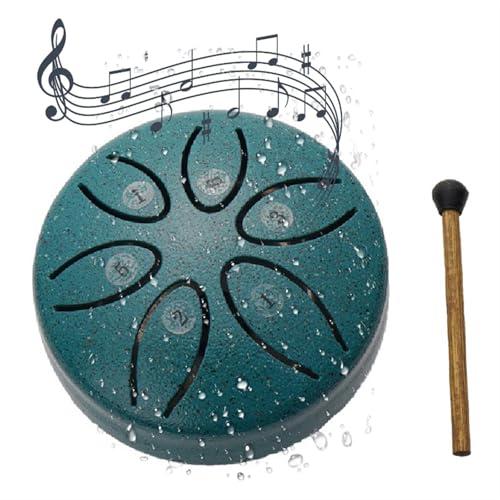 Tamburo a pioggia per giardino, tamburo chakra, 3 pollici, 6 toni, in acciaio, per esterni, campana impermeabile a tamburo di pioggia, chakra, pioggia in acciaio tongue tamburo (verde)