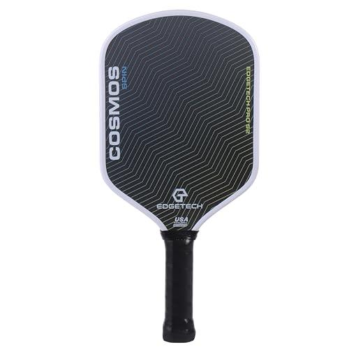 Cosmos Spin | Edgetech Pickleball 16 mm Paddle | Superficie a doppio strato - Base in titanio intrecciato - Superficie in fibra di carbonio grezzo T700 | Scanalature orbitali per controllo e rotazione