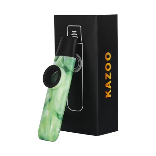Jade Style Kazoo, Kazoo regolabile in resina ABS, professionale, con cinque diaframmi a flauto e fionda per gli appassionati di musica (verde)