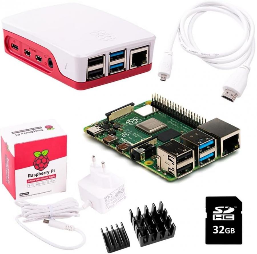 Raspberry Pi 4 Model B - Kit di avvio da scrivania da 8 GB, 32 GB, colore: Bianco