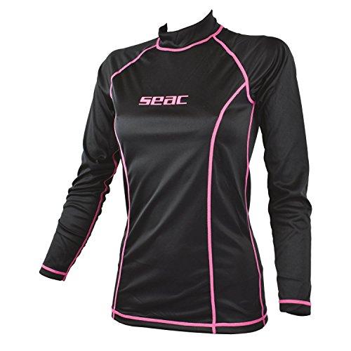 SEAC T-Sun Long Lady, Maglia Protettiva Rash Guard per Snorkeling e Nuoto Anti UV, Nero, L