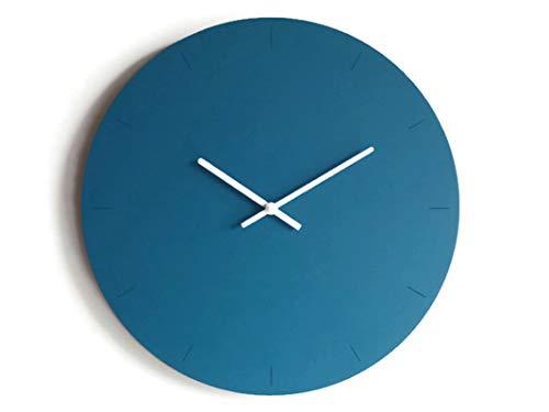 42cm Grande orologio da parete in legno tondo silenzioso colorato come verde petrolio Particolari orologi a muro analogici con meccanismo al quarzo senza ticchettio Design basic moderno ed originale
