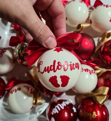 Pallina di natale PLASTICA 6 cm personalizzata con nome/bimbo/bimba/regalo Natale