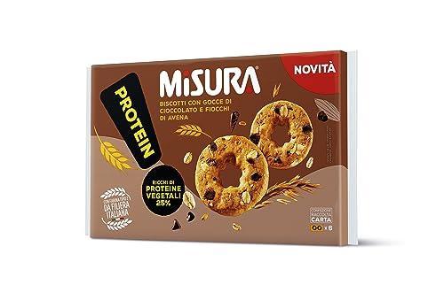Misura Protein Biscotti con Gocce di Cioccolato e Fiocchi di Avena | Ricchi di Proteine Vegetali | Farina da Filiera Italiana | Confezione in Carta Certificata FSC| 6 Porzioni da 6 Biscotti