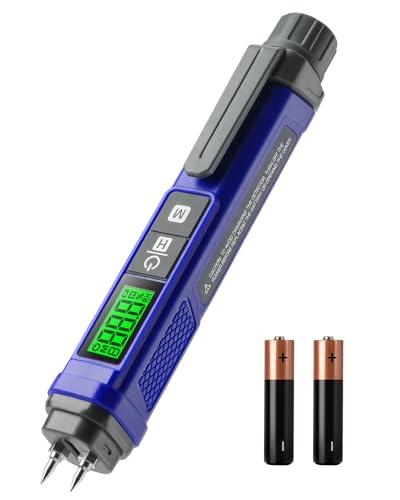 Misuratore di Umidità del Legno, TESMEN TWM-186 Misuratore di Umidità a Penna Portatile o a Spillo con 2 Modalità 7 Livelli