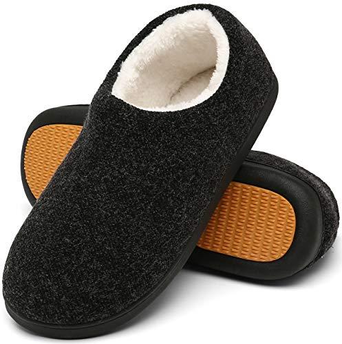 Mishansha Pantofole Uomo Invernali Ciabatte Uomo Invernali da Casa Pantofole Calde Ciabatte Casa Peluche Babbucce Memory Foam Pantofole Chiuse Nero,Gr.41