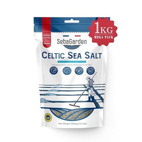 Seba Garden Celtic Sea Salt Grey, Confezione richiudibile di sale marino grigio biologico certificato da 1 kg, raccolto a mano, contenente oltre 82 minerali essenziali