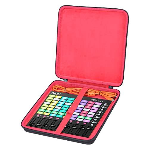 co2CREA cassa custodia borsa per AKAI Professional APC Mini MK2 Controller MIDI USB(solo scatola,Case Only) (Cassa nera + Dentro Rosso)