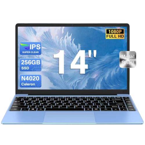 Pc Portatile 14 Pollici Celeron N4020 Upto 2,8 GHz Win11 Pro Laptop 6GB RAM 256GB SSD TF 1TB LPDDR4 5G WiFi 1920*1080 FHD USB 3.0 Widevine L1 Computer Portatile Con il Topo Film Italiano - blue