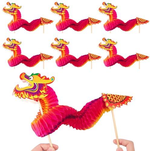 6 Pacchi Artigianato di Burattini di Carta Drago Cinese Burattini del Drago Arti Decorative Fatte a Mano per Capodanno Cinese per Donna Uomini Bambini DIY Artigianato Regalo Decori