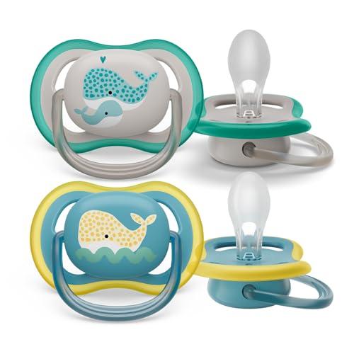 Philips Avent ultra air, ciucci leggeri e traspiranti per bambini dai 18 mesi in su, senza BPA, con pulsante fluorescente, confezione da 2 (modello SCF349/24)