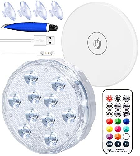 Qoolife Ricaricabile LED Sommergibili Luci Con Telecomando, USB RGBW Luci Piscina Impermeabile LED di Luci Subacquee per La Cerimonia Nuziale/Partito/Piscina/Fish Tank Decorazione