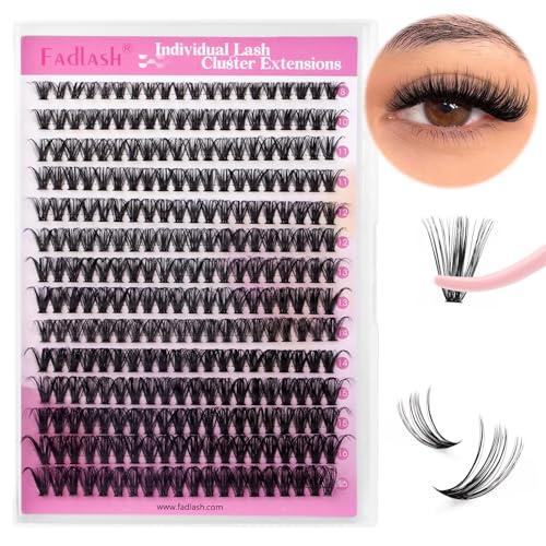 Ciglia Finte Naturali Ciuffetti Fadlash Estensione Ciglia Individuali Spessore 0.07mm 40 Root D Curl 8-16mm Lunghezza Mista 200pcs Ciglia a Grappolo DIY Individuali