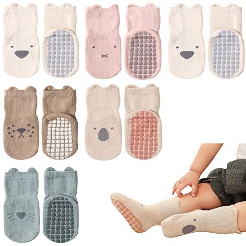 Adorel Calzini Cotone Antiscivolo Bambina Confezione da 6 Animali Carini 1-3 Anni (Taille Fabricant: M)