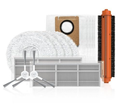 EZVIZ Kit Ricambi RS20 Pro Robot Aspirapolvere Lavapavimenti, Include 1*Spazzola Principale, 2*Spazzola Laterale, 2*Filtro ad Alta Efficienza, 2*Mop, 4*Sacchetti per Aspirapolvere