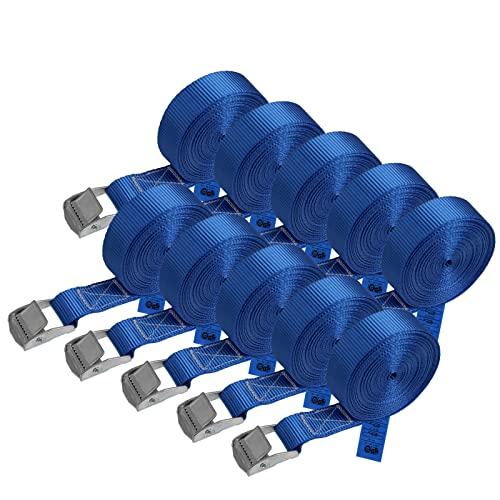 Cinghia di fissaggio Cinghie di tensione - blu - 2,5m 4m 6m - diverse quantità, sicura del carico resistenza fino a 250 kg DIN EN 12195-2, 10 pezzi 2.5 cm x 6 m