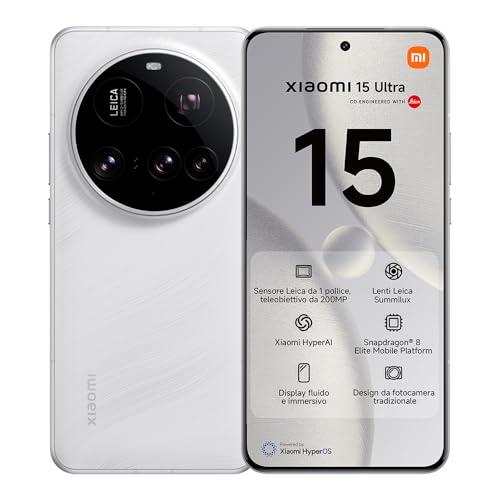 Xiaomi 15 Ultra Smartphone, 16+512GB, Bianco, Lenti Leica Summilux, Sensore principale da 1 pollice, 200MP, Batteria da 5.410mAh, HyperCharge da 90W, HyperAI (Caricabatterie non incluso)