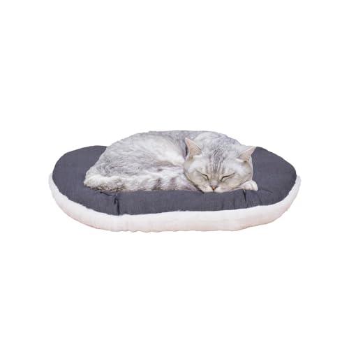 Ferplast Cuccia per Gatti Cuscino Gatto Materassino Tappetino Morbido letto in Cotone e Peluche 43 x 5 x 30 cm. Marrone scuro e Bianco