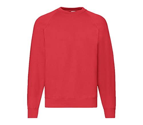 Fruit of the Loom - Felpa da uomo con maniche raglan, in diverse taglie e colori, Colore: rosso, XXL
