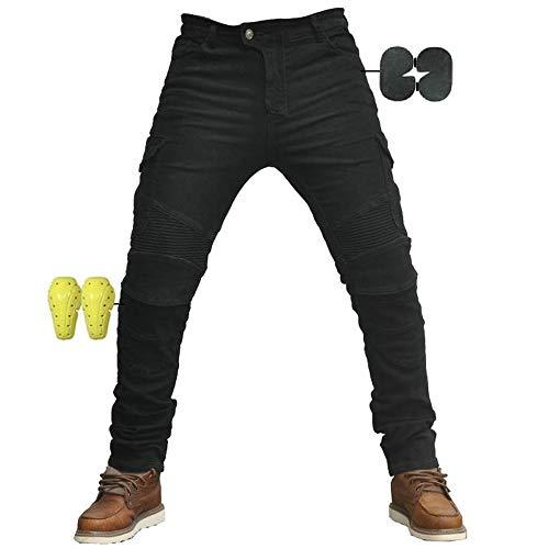 CBBI-WCCI Uomo Moto Biker Jeans Rinforzato Protezione Pantaloni Linning Includono Armature Motorcycle Pants (L= 32W / 32L, Nero)