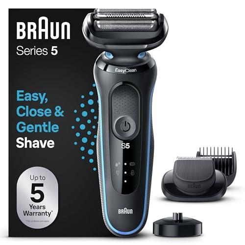 Braun Series 5 Regolabarba Uomo, Rasoio Elettrico Barba Braun Serie 5, Testina e Lame Flessibili, Accessorio Regolabarba Incluso E Base Di Ricarica, 100% Impermeabile E Ricaricabile, 51-M4500cs Menta
