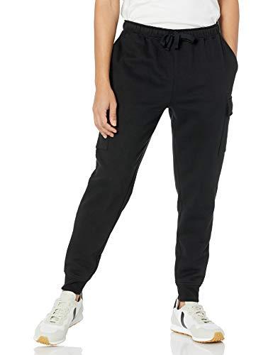 Amazon Essentials Pantaloni Cargo Sportivi per Jogging in Pile vestibilità Comoda Uomo, Nero, L
