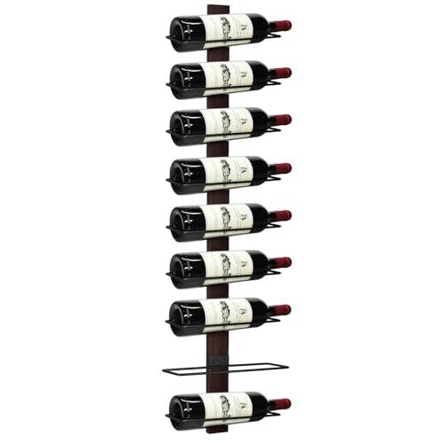 AGJIDSO Portabottiglie Vino da Parete, 9 Bottiglie Scaffale per Vino da Parete, Portabottiglie Vino in Legno per Cucina, Sala da Pranzo, Bar