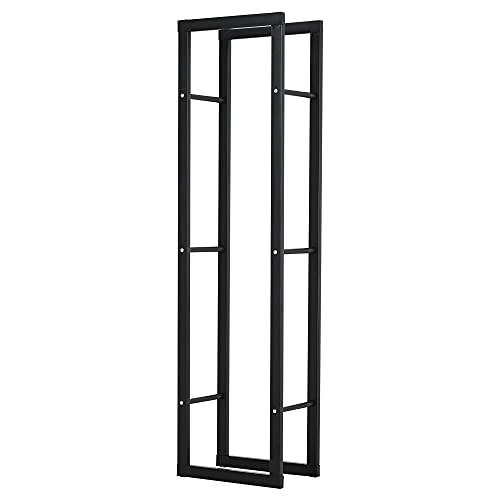 HOMCOM Legnaia da Esterno e Interno Verticale con Portata 100 kg max, Portalegna da Interno in Metallo, 40x25x150 cm, Nero