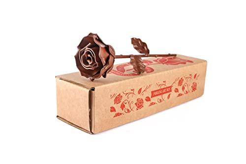 Forging Art Bcn® Rosa Eterna in Ferro Forgiato a Mano - Regalo di San Valentino, Festa della mamma, 6° anniversario di matrimonio, Nozze di Ferro (Marrone)