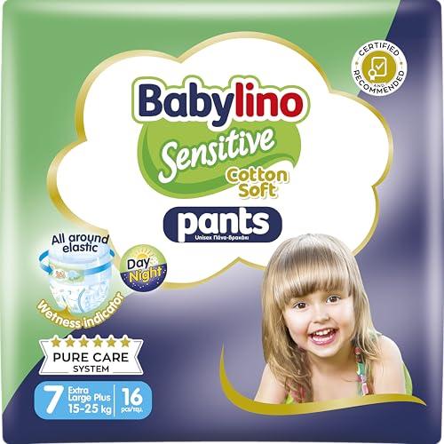 Babylino Sensitive Cotton Soft Pannolini Mutandina Taglia 7, Pants XL Plus (15-25 Kg), 16 Unità