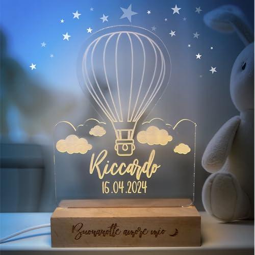 PIXEL® Lampada personalizzata nome incisa 3d Luce notturna bambino bambina bambini neonato Idea regalo nascita bimbo bimba battesimo Regalo Natale neonati Personalizzato cameretta