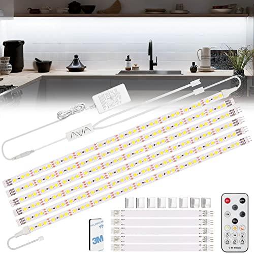 Enteenly Striscia Led 3 Metri Bianco Fredda con Telecomando Sotto l'armadietto Luci per Vetrina, Cucina, Scrivania, Mensola, con Spina EU, 6500K