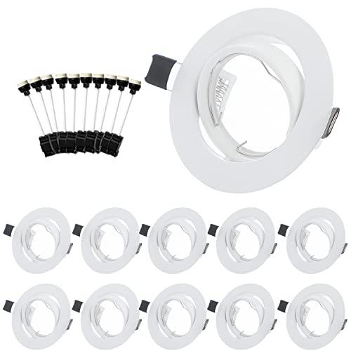 Bojim 10x Faretti Led da Incasso Per Cartongesso Bianco, Cornici da Incasso Per Faretto, 30° Orientabile Telaio di montaggio a soffitto con portalampada GU10, IP20 Cornice Per Led 68-80 mm 230V