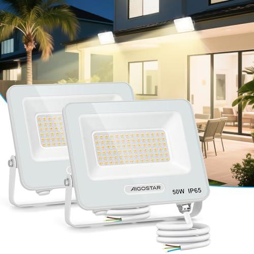 Aigostar Faretto LED da Esterno 50W, 4500LM, Faretti LED Esterno Naturale 4000K, Luce di Sicurezza Impermeabile IP65, Per Giardino, Cortile, Garage, Corridoio, Confezione da 2