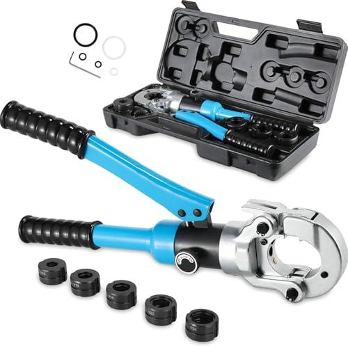 TLGREEN Pinza Crimpare V per Tubo in Rame e Acciaio Inox,12-15-18-22-28mm,360° Testa Rotante,8T,Crimpatrice Multistrato,Pinza per Serra Multistrato,Pinza a Pressione Idraulica