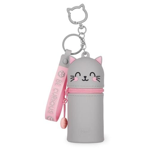 Legami - Portamonete con Portachiavi Mini Kawaii, Tema Kitty, con Anello a Spirale, Moschettone e Laccio da Polso, in Silicone, 5 x 12 x 5 cm