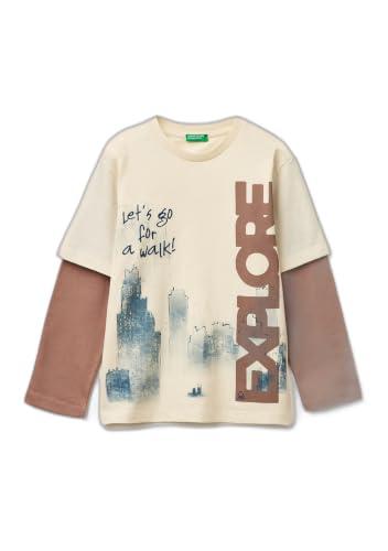United Colors of Benetton T-Shirt M/L 3MI5C10SA, Beige, 160 cm Bambino