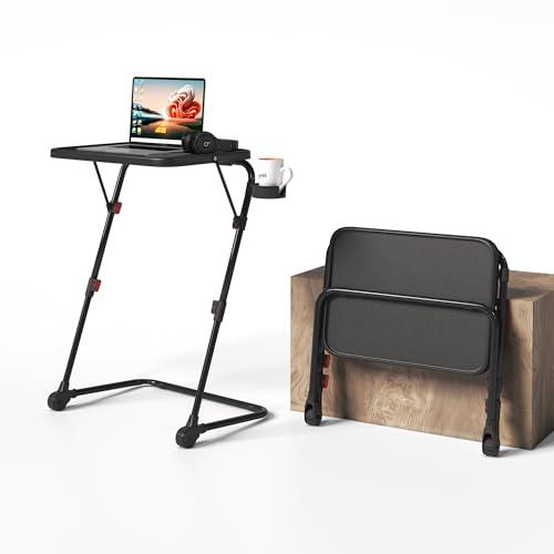 MEUBLE COSY Scrivania Pieghevole Tavolino da Letto Altezza Regolabile Tavolo da Caffè Senza montaggio per Ufficio Soggiorno Camera da Letto Studio con Porta Bicchiere, Beige