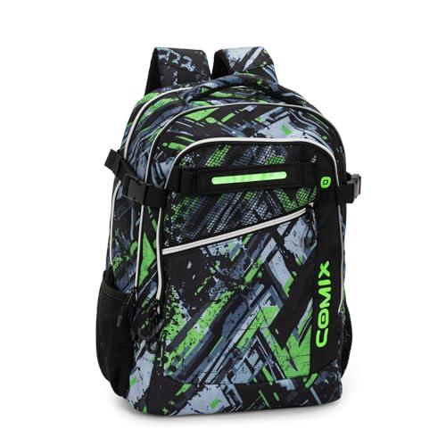 Franco Cosimo Panini Comix Zaino Scuola, Design Multicolore Nero e Verde, 41 × 35 × 18 cm, Spallacci Ergonomici