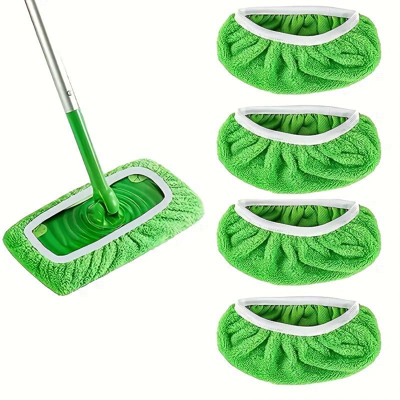 Cuscinetti in microfibra – Confezione da 4 ricariche lavabili riutilizzabili per la pulizia di pavimenti bagnati e asciutti, adatti alla maggior parte dei mocio standard, panni verdi per la pulizia