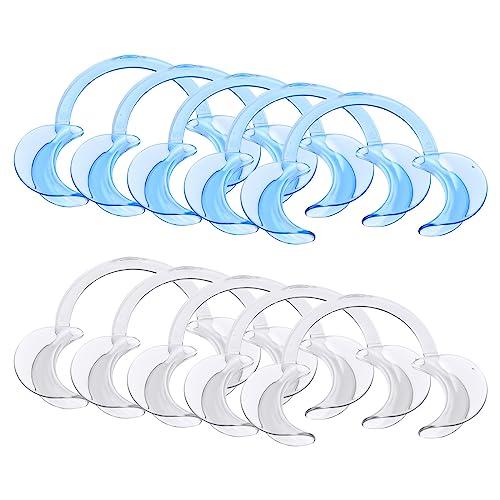 Vicloon Apri Bocca, 10 Pezzi Dental C Forma di Plastica Guanciata di Plastica, Divaricatore Guancia Trasparente, Dental Opener Strumenti Dentali Sbiancamento dei Denti per il Boccaglio (Bianco e Blu)