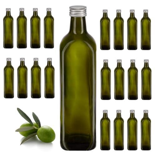 Firmadigaranzia srl 12 Bottiglie Per Olio E Liquore 750 ml - Marasca Quadre Vuote In Vetro Scuro Uvag con Dosatore Olio Salvagoccia e Tappo Ermetico - Made In Italy - Uso professionale e domestico