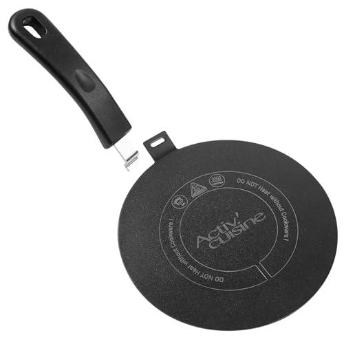 ACTIV CUISINE Adattatore a induzione a disco piatto 24 cm di diffusione di calore in acciaio inox, con maniglia e base separabili, diffusore a induzione Moka per utilizzare macchine da caffè, nero