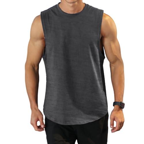 Rane Sports Canottiere da Allenamento per Bodybuilding da Uomo Canottiere da Palestra per Allenamento Atletico Gilet T-Shirt Muscolare Senza Maniche Tagliata in Cotone 03 Grigio Scuro XL