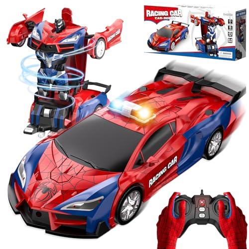 Spider Macchina Telecomandata per Bambini, 2.4GHz Trasforma Robot & Auto Radiocomandata Bimbo,Macchina Giocattolo Gioco Ruota di 360°,Giochi Regalo Compleanno Natale Bambino 3 4 5 6 7 8 9 Anni Maschio