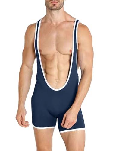 DLSMDOUS Canottiere Da Wrestling Da Uomo Sostenitori Atletici Senza Maniche Uniforme Da Lotta Tute Sportive Per Divertimento 4325 Blu Navy S