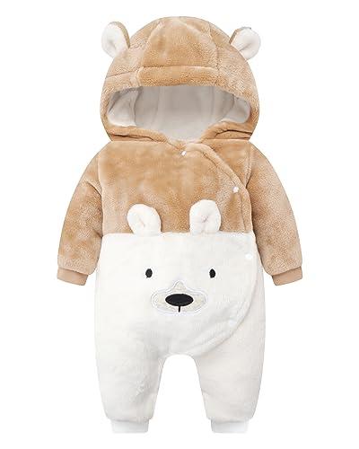 WYTbaby Tute da neve bambino Pile tuta neve Neonato Inverno con Cappuccio Calore Infantile pagliaccetto Tute Neve Outfit per Ragazze Ragazzi 0-3 Mesi